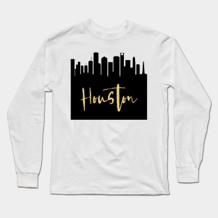 HOUSTON TEXAS DESIGNER SILHOUETTE SKYLINE ART Long Sleeve T-Shirt